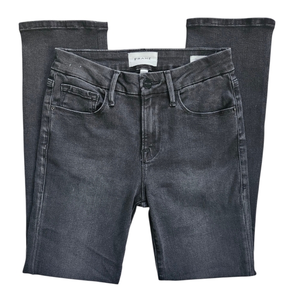 FRAME Le Crop Mini Boot Jeans In Black Wash - Picture 3 of 6